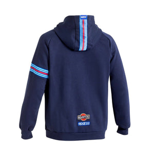 Sparco Martini Racing Hoodie navy back view showing rear logos and hood stripe_ image 