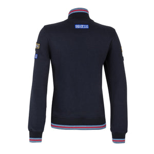 Sparco Martini Racing Lady Zip Sweatshirt navy back view, white background


