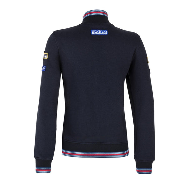 Sparco Martini Racing Lady Zip Sweatshirt navy back view, white background

