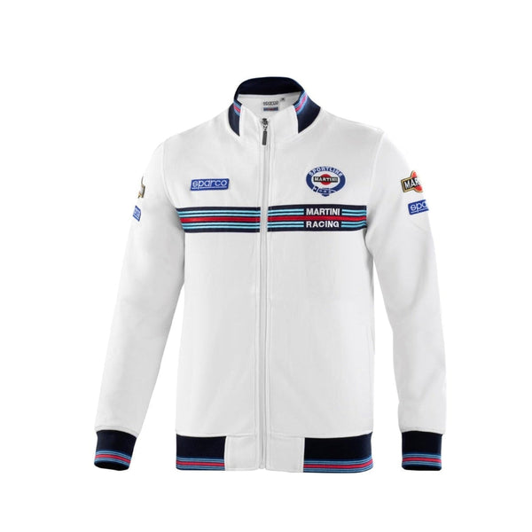 Sparco Martini Racing Full Zip Jacket white front view, white background