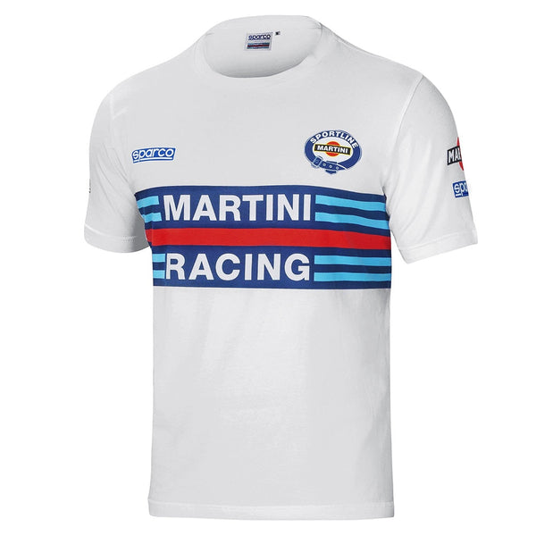 Sparco Martini Racing T-Shirt in white with bold front stripes and Sparco Sportline logo