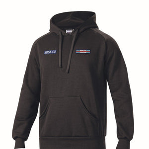 Sparco Martini Racing Stripes Hoodie black back view with full vertical Martini embroidery - image

