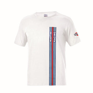 Sparco Martini Racing Stripes T-Shirt in white with Martini Racing logo and stripes

