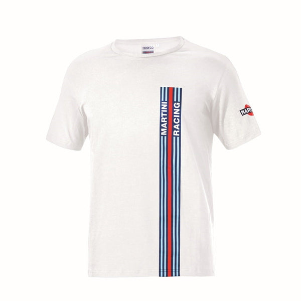 Sparco Martini Racing Stripes T-Shirt in white with Martini Racing logo and stripes

