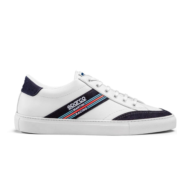 Side view of Sparco S-Time Martini Racing shoe showing logo and stripe detail

